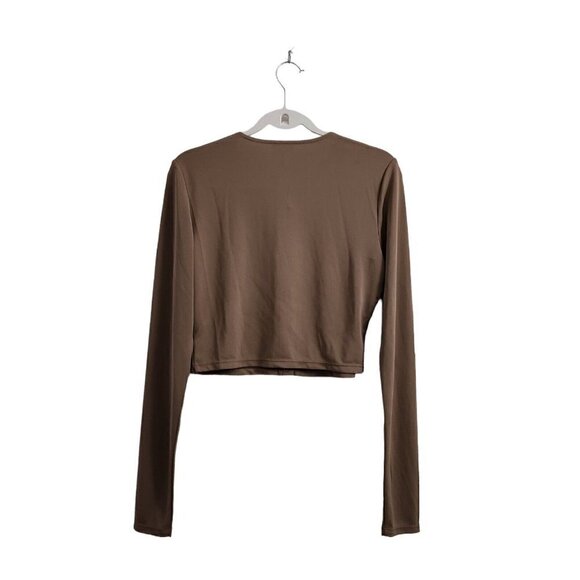 LPA Revolve Thalia Cardigan Top Large Brown Snap Button Long Sleeve Blouse - Picture 9 of 12